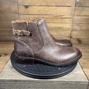 Franco Sarto Boots Womens 8 M Harwick Side Zip Ankle Bootie Brown Leather